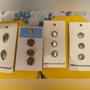 lot 11 vintage buttons new on cards imported Italy. China. Hong Kong. Metal .